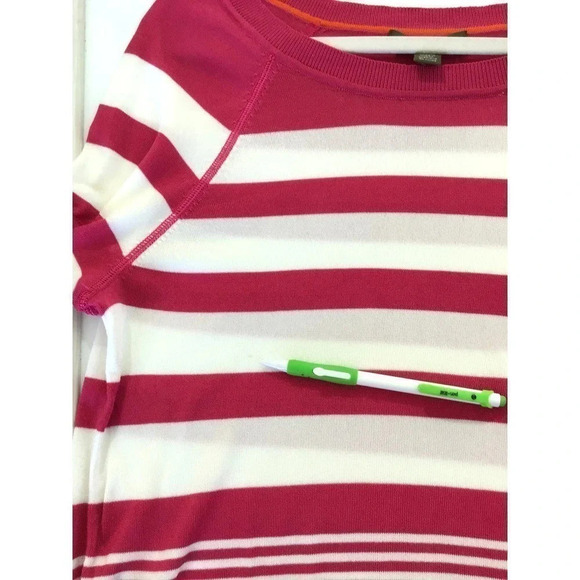Tommy Bahama Womens M Pink/White Orange Stripe Scoop Neck Pullover TINY FLAW - Picture 3 of 9